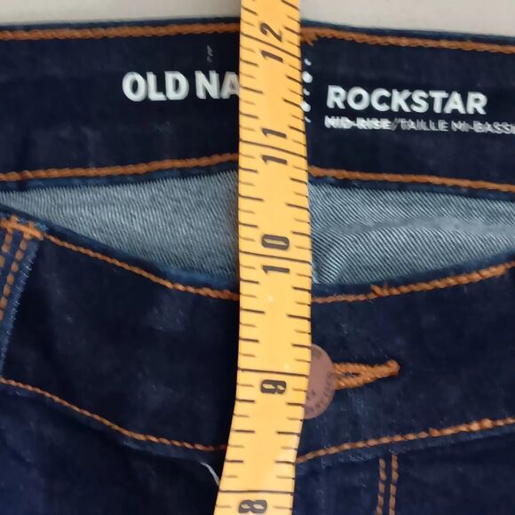 Old Navy Rockstar Skinny Jeans Women Size 4 Tall Dark Blue Denim Cotton Mid Rise - Picture 6 of 7